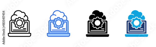 Cloud Laptop icon Multi Style Vector Illustration