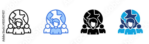 Global Team icon Multi Style Vector Illustration