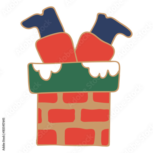 Santa claus chimney color stroke