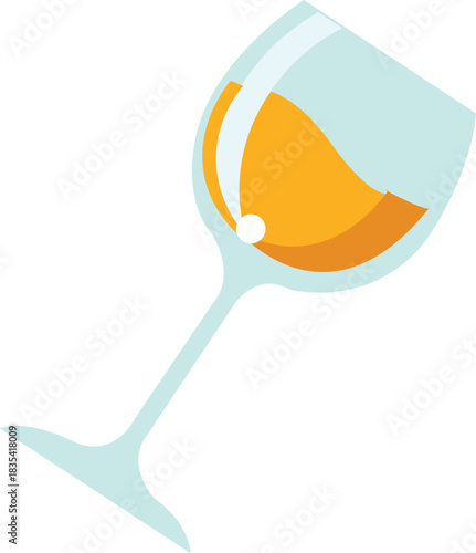 Vector art of stylized illustration of a tilted wine glass filled with amber or orange liquid