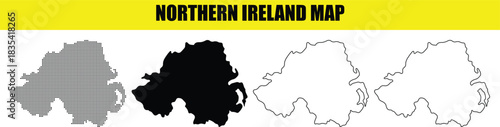 Northern ireland map set dotted silhouette outline maps of northern ireland flat vector illustration eps isolated on transparent background