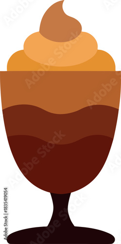 Layered Chocolate Parfait in Stemmed Dessert Glass with Whipped Topping Illustration
