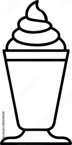 Chocolate Parfait Glass with Swirled Topping Line Art Illustration