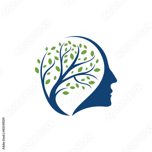 tree brain human mind logo illustration
