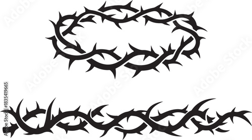 Crown of Thorns Seamless Pattern – Christian Symbol Vector Design.