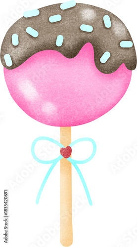 Sweet Pink Cake Pop with Chocolate Frosting