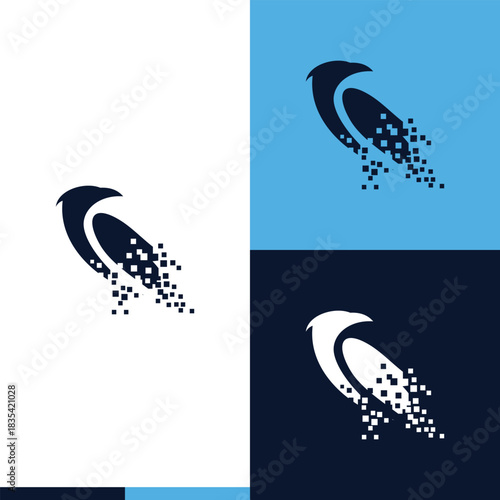 crow bird pixel 8 bit logo