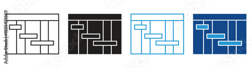 Gantt Chart Icon Set Multiple Style Collection. Vector illustration.