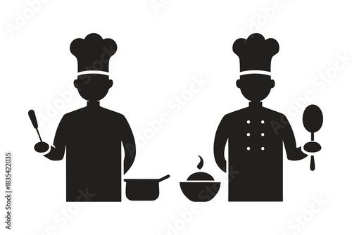Chef cooking icon silhouette vector illustration isolated on white background