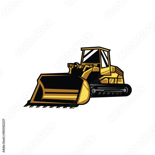 bulldozer machine design illustration template
