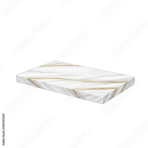 Elegant White Marble Slab with Green Veins.