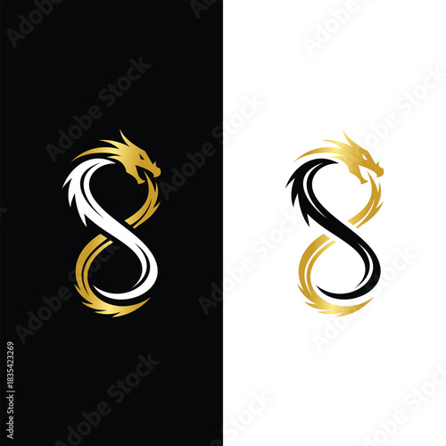 Modern Gold dragon infinity logo
