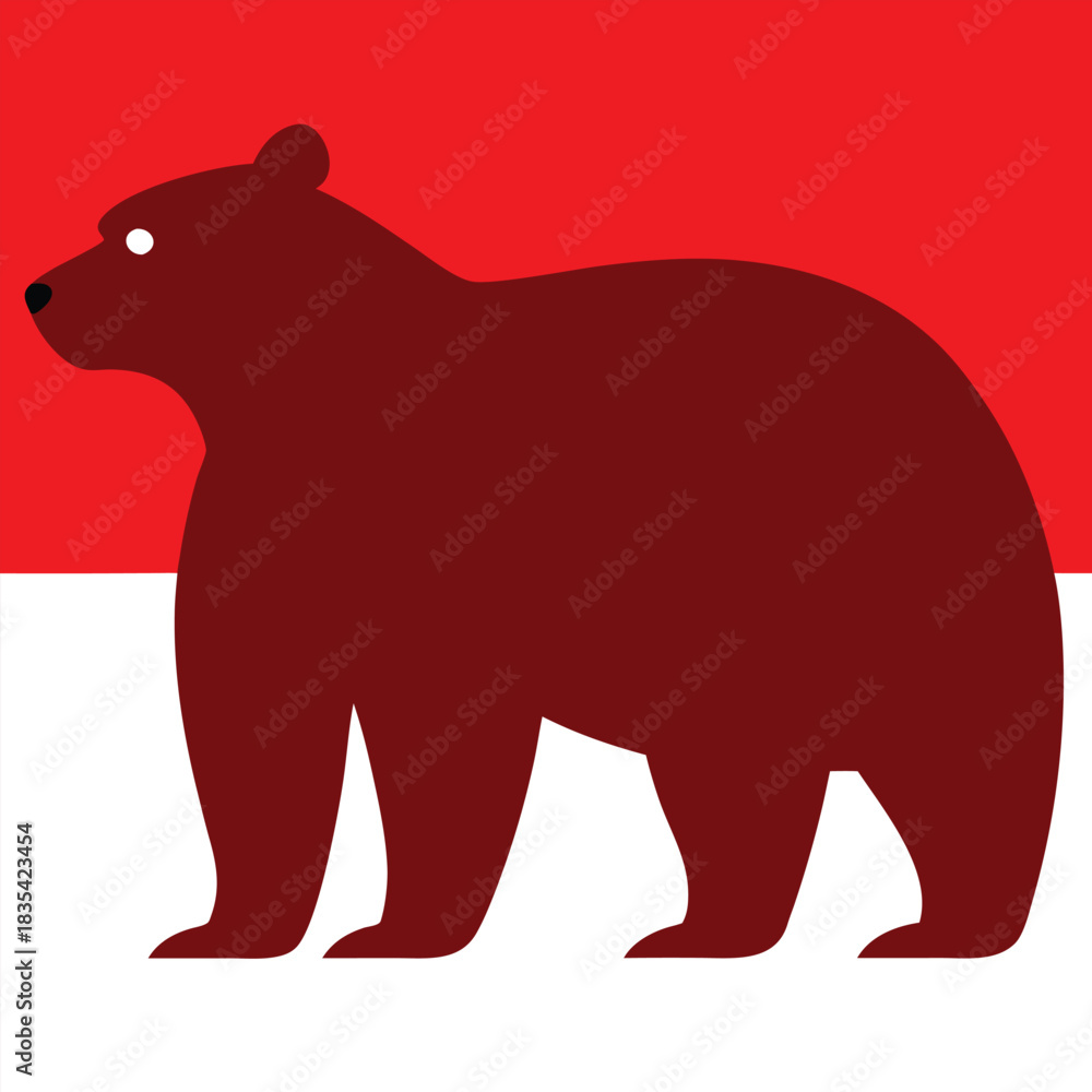Obraz premium Bold clean silhouette of a standing bear in a simple graphic style