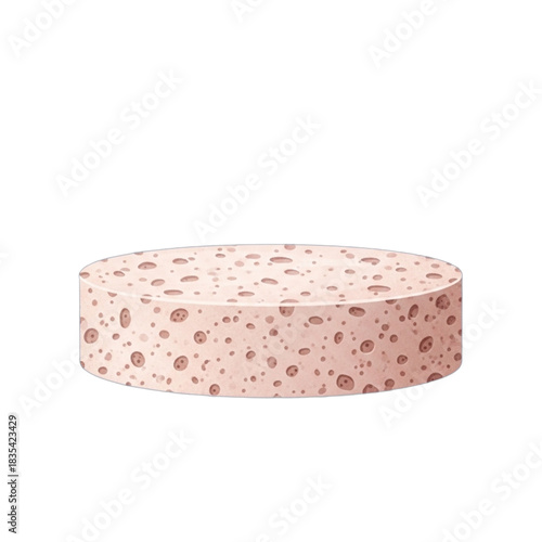 Round textured pedestal on black background.