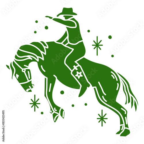 Cowboy in horse tattoo cut out