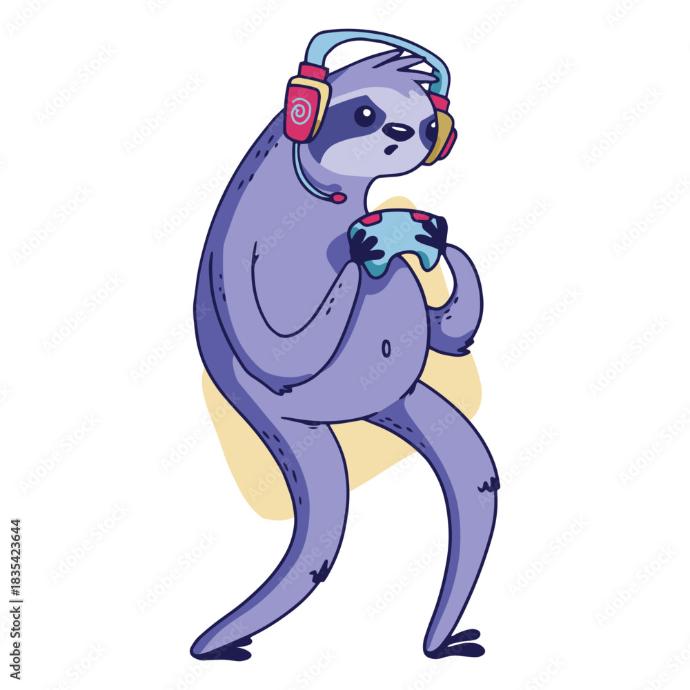 Obraz premium Gamer sloth illustration