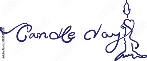 Vector art of handwritten candle day text with a stylized candle drawing