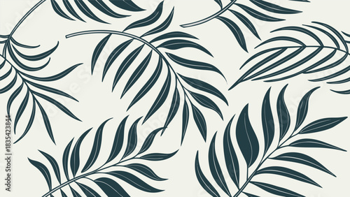Elegant palm leaves create a calming, modern botanical pattern for graphic designs