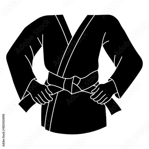 Karate kimono belt silhouette
