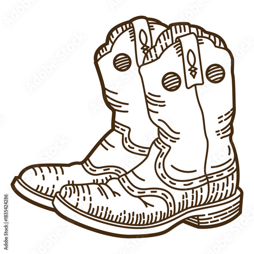 Wild west cowboy boots stroke