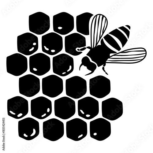 Bee hive and bee element cut out