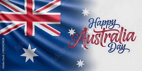 Wallpaper Mural Happy australia day greeting card design with waving national flag illustration Torontodigital.ca