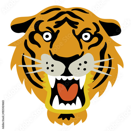 Tiger attacking frontal head element