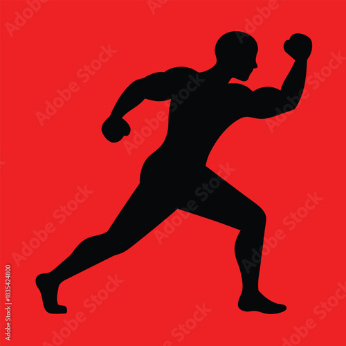 Strong clean outline silhouette of a boxer delivering a powerful punch