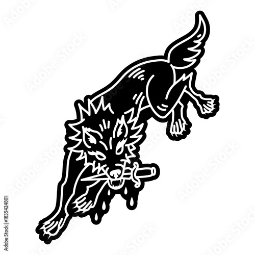 Werewolf with Sword in Mouth