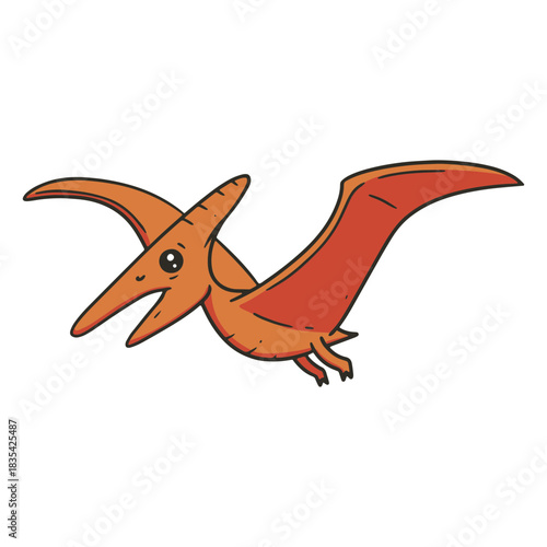 Orange baby pterodactyl dinosaur color stroke