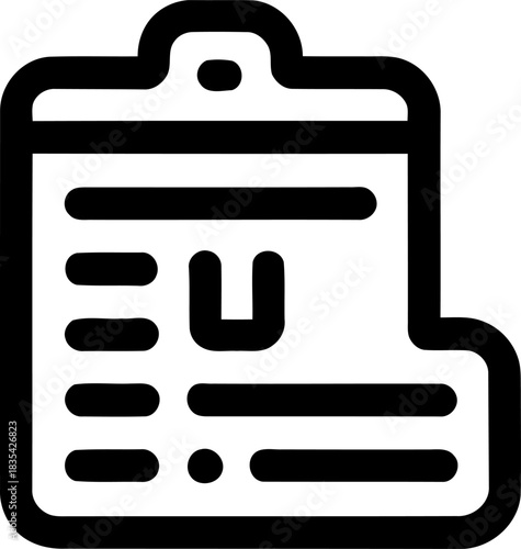 Clipboard icon simple line vector design isolated on transparent Background for user interface elements