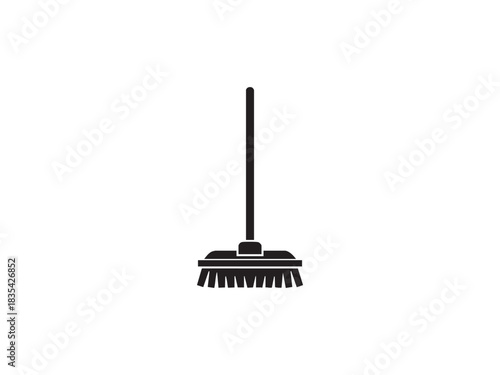 Broom brush cleaning tool icon vector silhouette illustration for sweeping floors