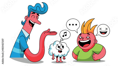 Expressive Cartoon Characters Conveying Emotions and Ideas Through Visual Communication.