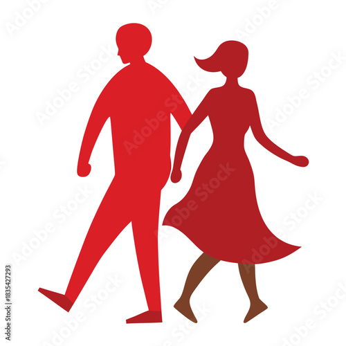 Elegant silhouette of a couple walking together symbolizing love and companionship