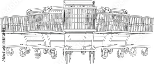Shopping carts supermarket retail consumerism grocery store market metal line