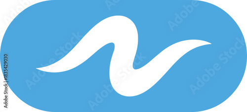 Abstract, modern design logo featuring a stylized white wave or the letter 'N' enclosed within a soft blue, rounded shape, symbolizing flow, movement, and a new digital connection.