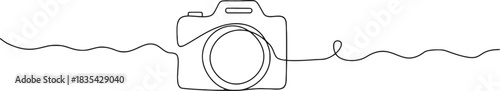 camera, photography, drawing, line art, continuous line, outline, wavy lines, abstract, graphic, illustration, design, symbol, equipment, technology, white background
