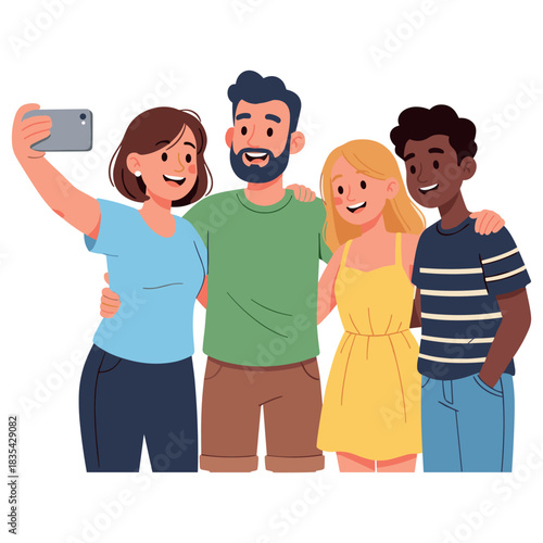 Diverse group of friends taking a selfie