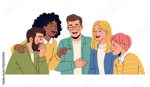 Diverse group of young adults laughing together in friendship