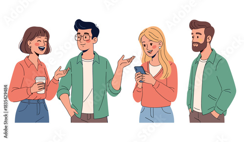 Group of diverse young adults engaging and socializing together