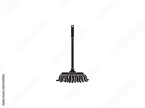 Mop icon cleaning tool vector silhouette illustration household maintenance equipment