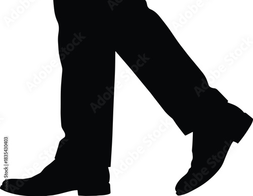 Walking silhouette, leg in motion, trousers, formal shoes, stride, posture, behavior, movement, black, minimal, abstract, people, action, concept, representation, dynamic, gesture, anatomy