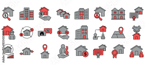 Real Estate Vector Icon Set. Minimal, Editable, and Perfect for Web and App UI.