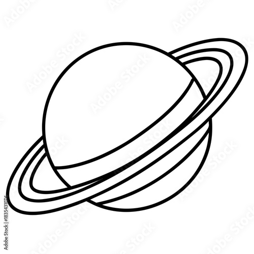 Simple line art illustration of saturn with rings