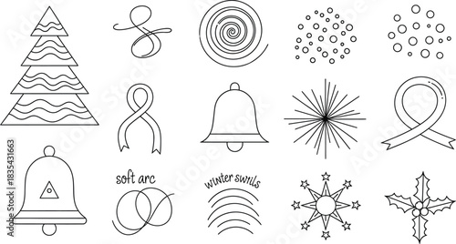 Abstract vector graphic design with basic shapes text elements and color combinations