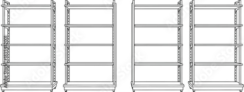 Shelving retail display storage furniture shop store empty metal outline
