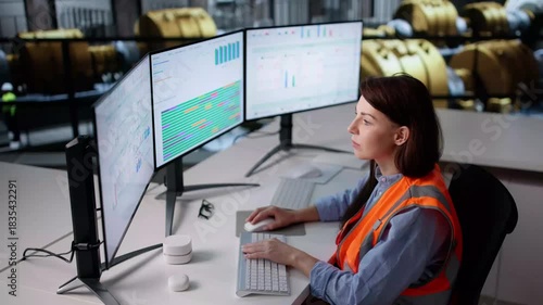 Female Operator Controls Gas Turbine Engine