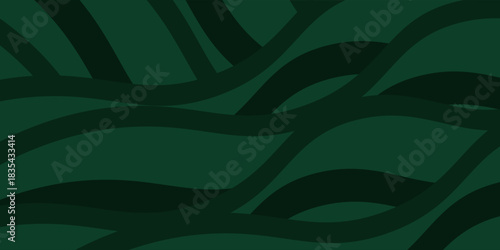 Modern Simple Abstract Dark Background with Green Color Wavy Design. Eps10 Vector Template