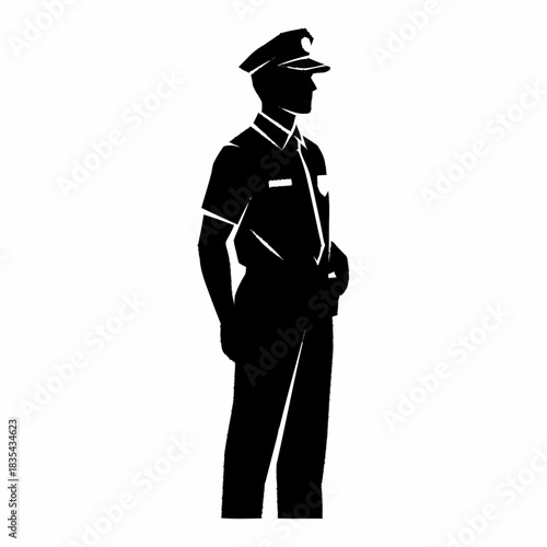 Silhouette of a police officer standing at attention.