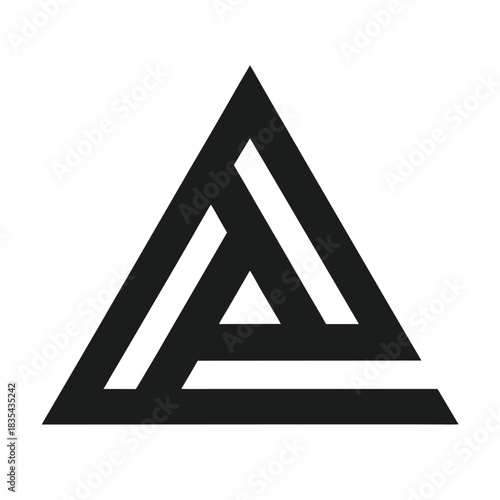 Penrose Triangle Impossible Shape with Classic Geometric Visual Paradox Line Art Vector illustration